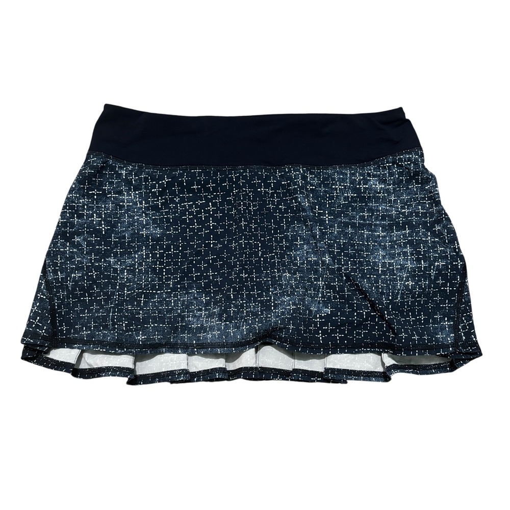 Lululemon Skirt 6 Pace Setter Pleated Lined‎ Skort Navy Exploded Sashiko Cross